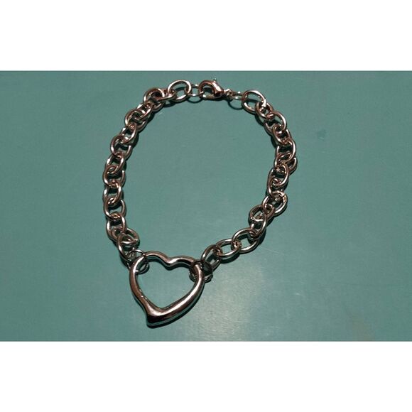 NEW~Trendy Silver Dangling Open Heart Charm Toggle Style Necklace & Bracelet Set - Picture 2 of 3